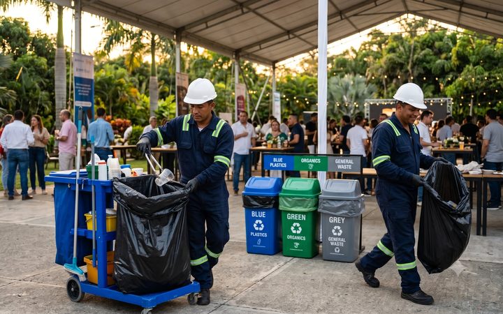 Servicio de aseo y manejo de residuos para eventos corporativos